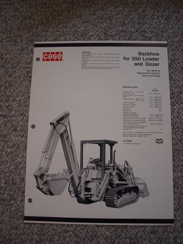 Case 350 Crawler Loader and Dozer Tractor Backhoe Brochure Original MINT &#039;75