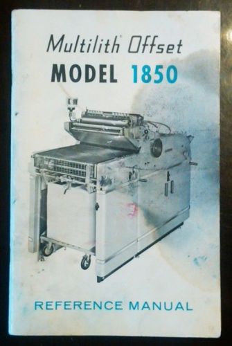 Reference manual multilith offset 1850 printing press multi multigraphics for sale