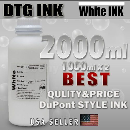 2000ml WHITE INK DTG VIPER DuPont Style ink Textile ink 1L X 2 = 2 BOTTLES