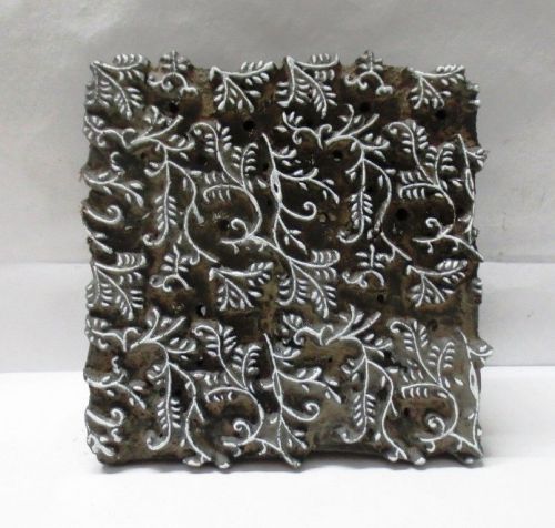 Indian wooden hand carved textile printing fabric block stamp fine print for sale