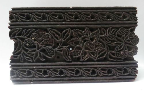 ANTIQUE WOODEN HAND CARVED TEXTILE PRINTING ON FABRIC BLOCK STAMP FLORAL PRINT