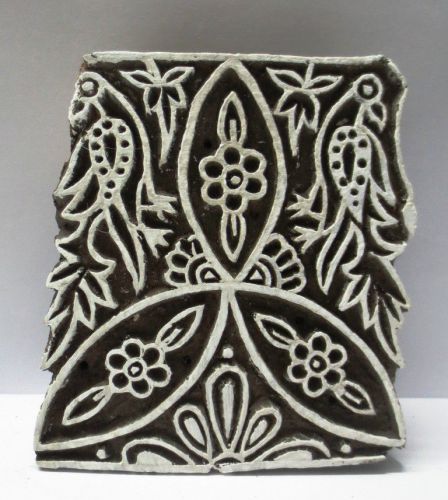 INDIAN WOODEN HAND CARVED TEXTILE PRINTING ON FABRIC BLOCK / STAMP DESIGN HOT 80