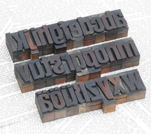 a-z alphabet 1.42&#034; letterpress wooden printing blocks wood type Vintage shabby