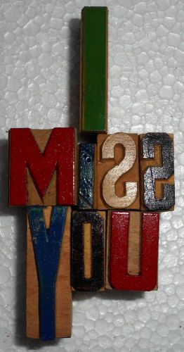 &#039;I Miss You&#039; Letterpress Wood Type Used Hand Crafted Made In India B997