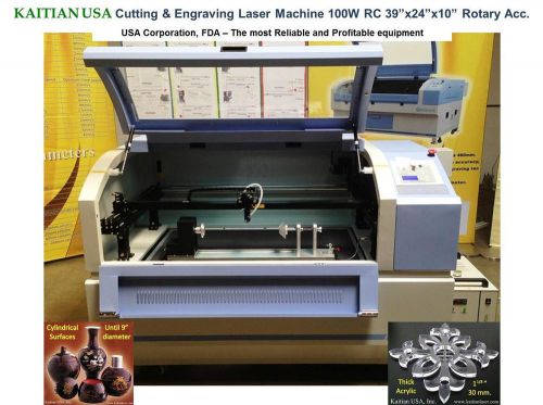 Kaitian cutter&amp;engraver laser machine 100w-rc x39&#034;y24&#034;z10&#034; 2wtable rotdev 9&#034;diam for sale