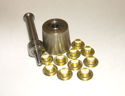 Grommet setting tool / die &amp; 1 gross (144 grommets) brass  size #2, 3/8&#034; for sale
