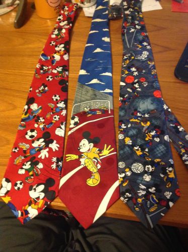 Lot of 3 Mickey Mouse Ties tie Official Walt Disney Product Sports football silk
