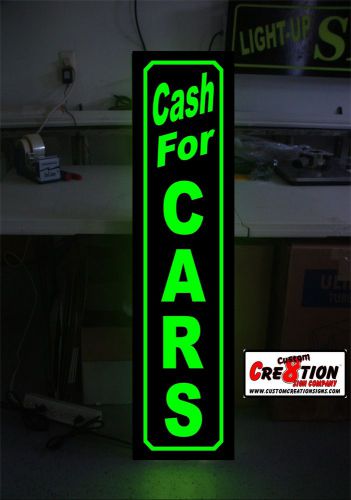 Led light box sign - cash for cars  - neon - banner alternative, 46&#034;x12&#034; bright! for sale