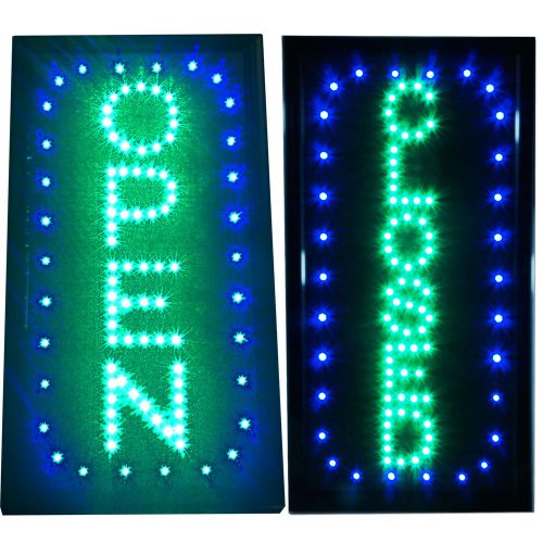Open &amp; Closed Vertical LED Signs Green Blue Store neon close Bar Pub Shop On/Off