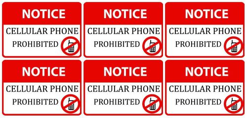 Notice Cellular Phone Prohibited Set Of Six Business Office Secure Notice Signs