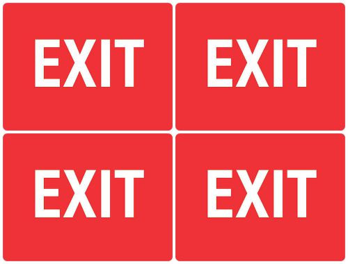 Red Exit Sign 4 High Quality Signs Pack Exits Business Work Place Safety New 152