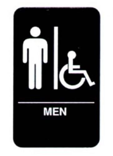 MEN Restroom Sign Wheelchair ADA Braille Bathroom Handicapped Accessible  Black