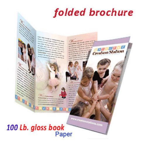 1000 brochures [fold or flat] 8 1/2 x 11* 2 side *gloss 100 lb. book * w/design for sale