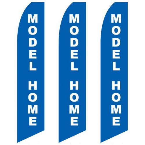 Swooper Flag 3 Pack Model Home Blue With Large White Text