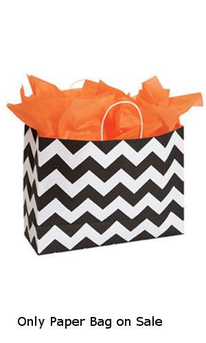 New 100 Paper bags Retails Large Classic Chevron Paper Shopping Bag 16” x 6”x12&#034;