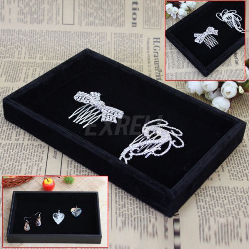 Black Velvet Jewellery Bracelet Earrings Display Case Tray Box Holder Showcase