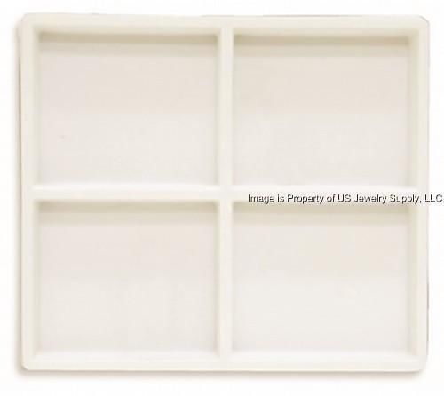 12 White 4 Space Jewelry Display Liner Inserts, Fits 1/2 Size Trays &amp; Cases