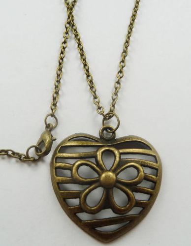Lots of 10pcs bronze plated flower heart Costume Necklaces pendant 637mm
