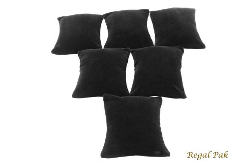 6 Pieces Medium Black Velvet Bracelet/Watch Pillow 4&#034; X 4&#034;