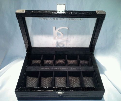 Renato Collezioni Watch Box Display Case 12 Slot Faux leather croc print