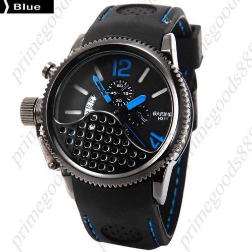 Round rotating analog quartz wrist men&#039;s free shipping date day display blue for sale