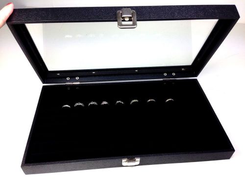 72 Ring Display Glass Top Case w/ black velvet insert  Jewelry Organizer