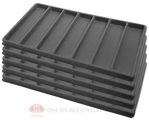 5 gray insert tray liners w/ 7 slot each drawer organizer jewelry displays for sale