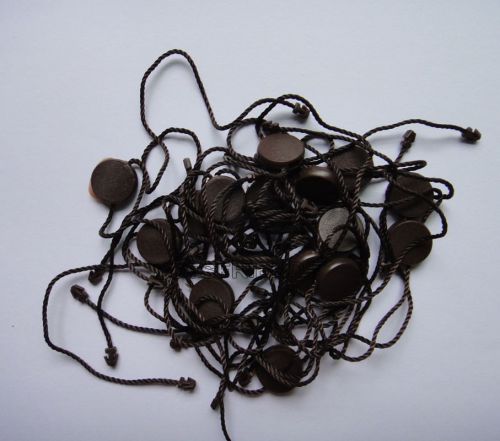 100pcs coffee double plug hang tag string plastic lock label hook tie 26cm round for sale