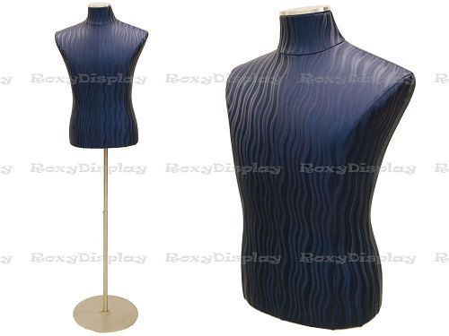 Male Blue Wave Pattern Cover Dress Body Form Mannequin #33M01PU-BLW+BS-04