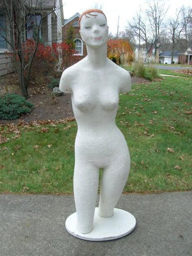 Vintage Shabby White Burlap Mannequin Mid Century Modern