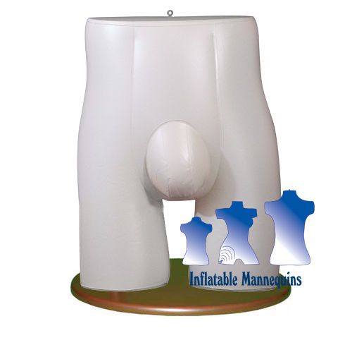 Inflatable male brief form with wood table top stand, ivory for sale