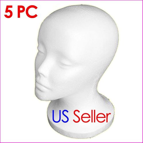 5 PCS Styrofoam Mannequin Head Display Wig Stand Hat Cap Wig Holder