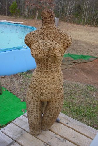 Vintage Mannequin Wicker Female Torso Store Display