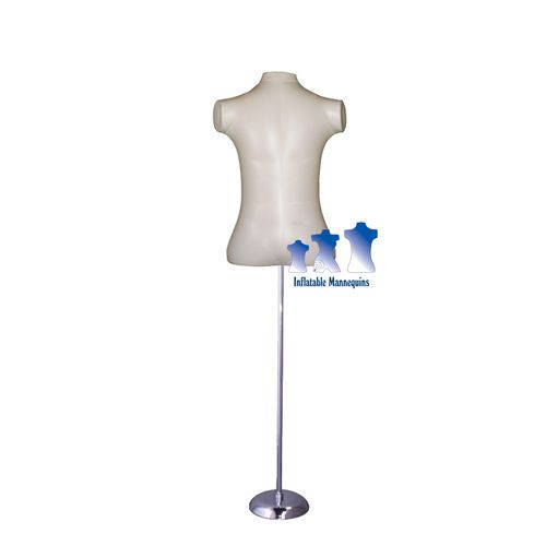 Inflatable Male Torso, Large Rounded, Ivory and MS1 Stand