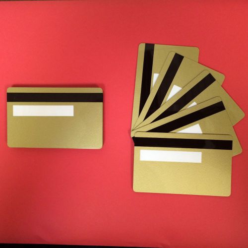 10 gold pvc cards-hico mag stripe 2 track with signature panel- cr80 .30 mil for sale