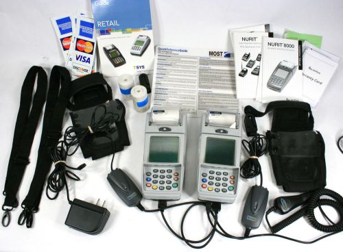 Pair of 2 Verifone Nurit 8000 Wireless POS Hand-Held Credit Card Readers Bundle