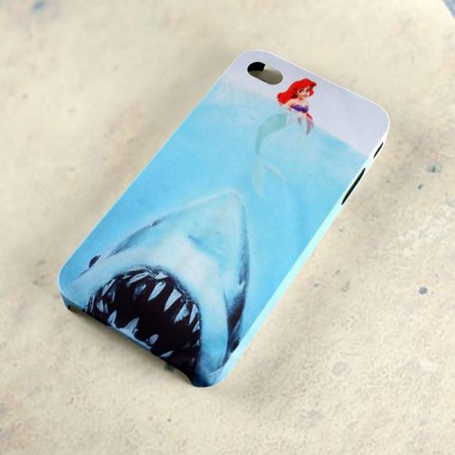 Ariel Mermaid Jaws Shark Cartoon A69 Case iPhone 4/5/6 Samsung Galaxy