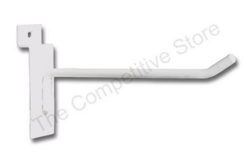6&#034; Slatwall Hooks - Box Of 50 White Hooks With 1/4&#034; Dia. Wire For Slat Panels