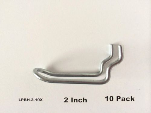 (10 PACK) 2 Inch Looped Pegboard Hooks with Curved Tips. Fits 1/8 &amp; 1/4 Pegboard