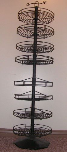 large round rotating metal retail display rack with sign holder 8 shelf NICE!