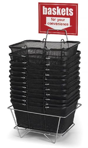 12 mesh baskets Black Metal Shopping Basket Set metal display stand, sign card