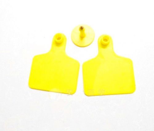 50sets new yellow 75*60mm sheep goat hog beef cow ear blank tag lable for sale