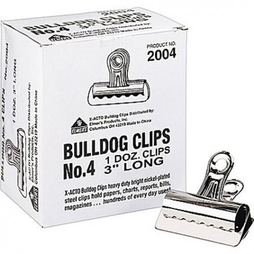 X-ACTO® Bulldog® Clips 1&#034; Capacity 3&#034; Wide 12/Box Clip Loose Papers