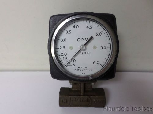 Used RCM Industries Gallon Flow Meter, 0.5 to 6 GPM, 180 PSIG, 3/4&#034;-71-L-6