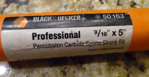 NEW Black &amp; Decker Professional PERCUSSION CARBIDE SPLINE SHANK BIT 9/16&#034; x 5&#034;