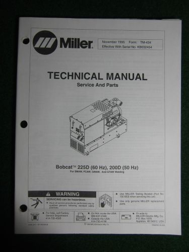 Miller bobcat 225d 200d welder generator service manual part electrical kb032454 for sale