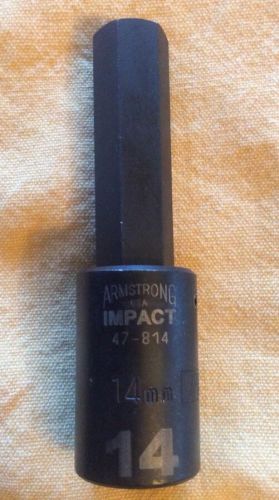 1/2 drive 14 mm hex impact socket cr-mo alloy steel armstrong usa 47-814 for sale