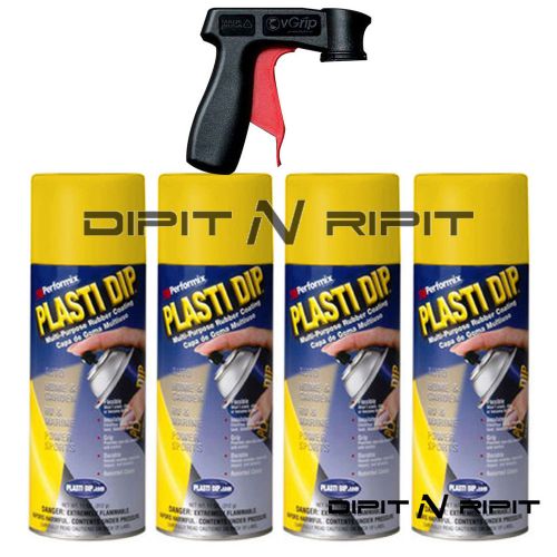 Performix Plasti Dip 4 Pack Matte Yellow Spray Cans w vgrip Spray Trigger