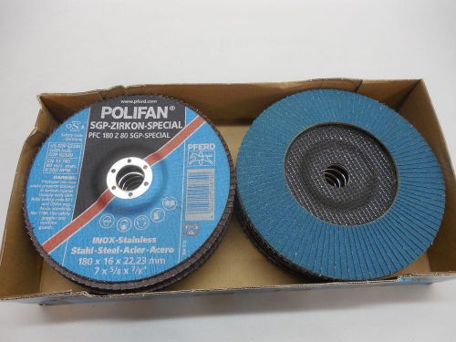 10 Pferd Zirc  Polifan Flap Discs 7&#034; x 5/8&#034; x 7/8&#034;  180 grit SGP T29