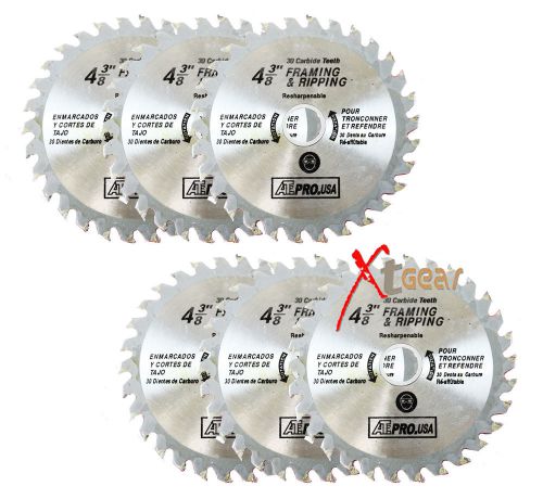 Lot 6 30 carbide teeth 4-3/8&#034; framing&amp;ripping tipped circular power saw blade for sale